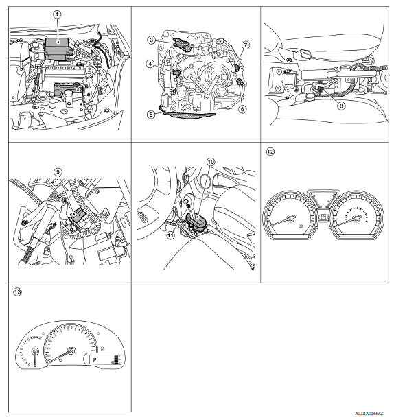 CVT CONTROL SYSTEM : Component Parts Location