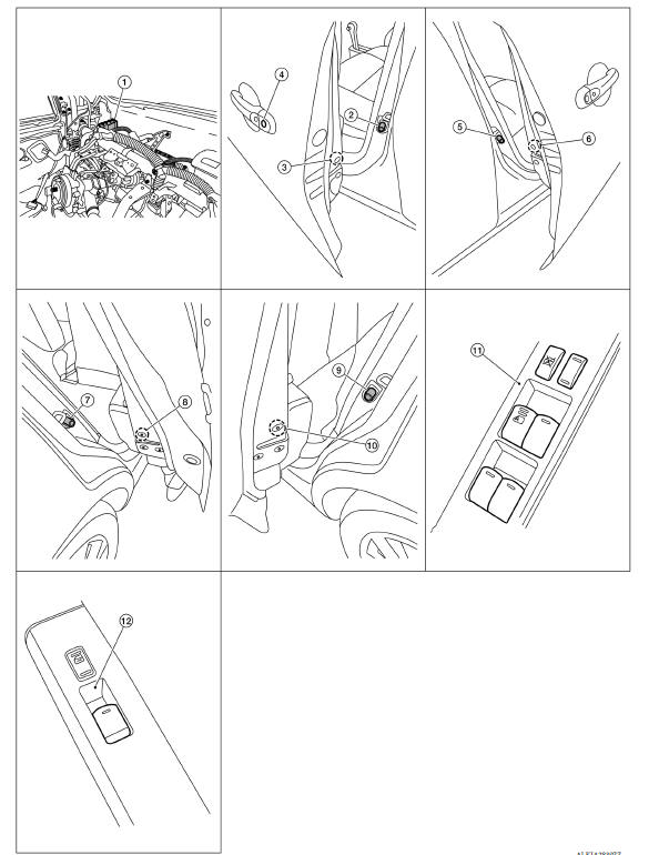 POWER DOOR LOCK SYSTEM : Component Parts Location