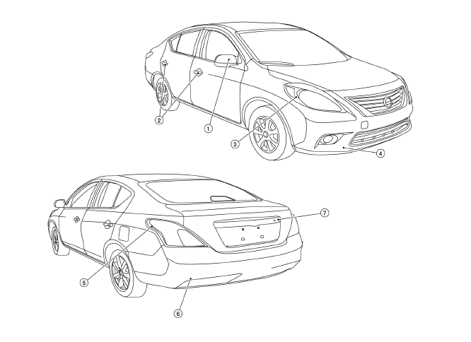 LOCATION OF PLASTIC PARTS